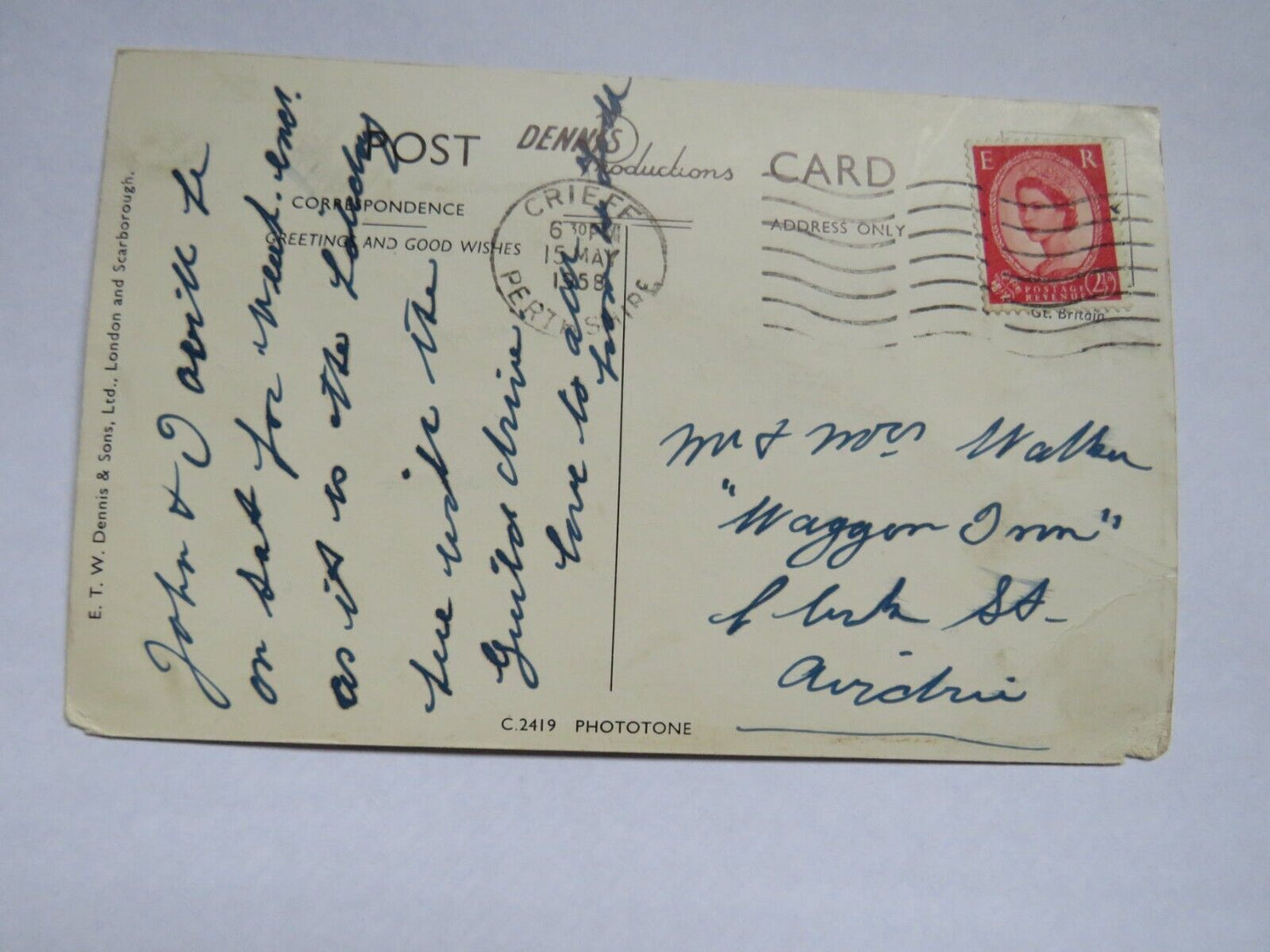 Old Multiview Postcard Good Luck From Crieff 1958