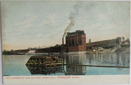 Old Postcard of Hollingsworth and Whitney Paper Mill, Winslow Maine- Ref  : 1018