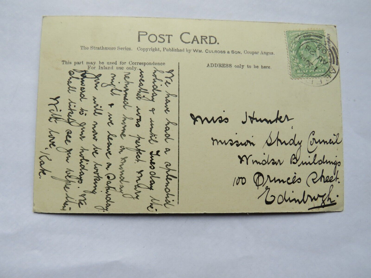 Old Postcard of Taymouth Castle from the Black Rock, 1908