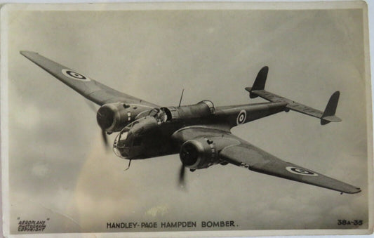 Old Postcard Of Mandley-Page Hampden Bomber -  Ref : 1014