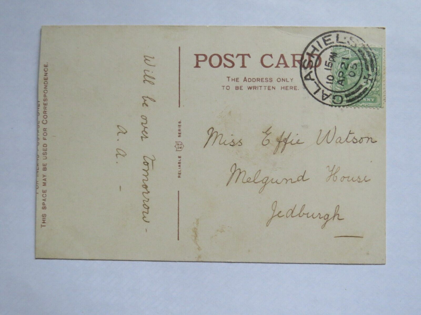 Old Postcard of Philiphaugh, Selkirk 1905 - Ref : 1010