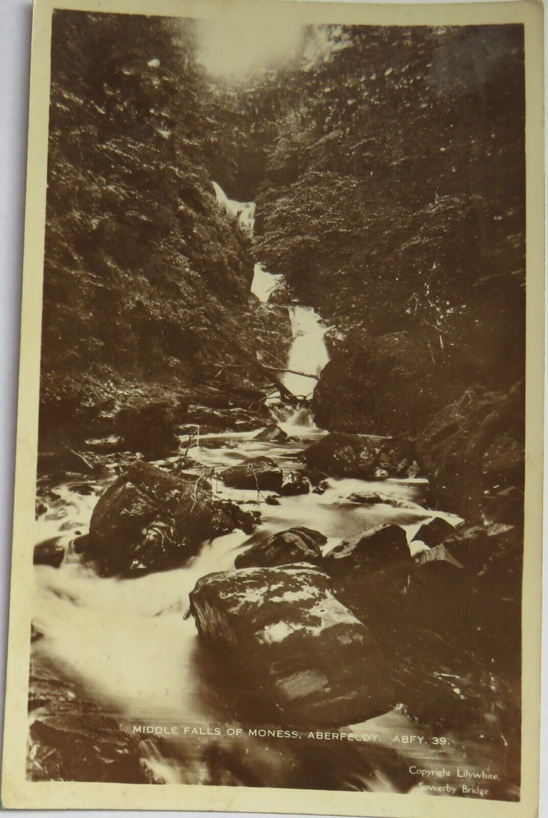 Old Postcard of Middle Falls of Moness, Aberfeldy 1937