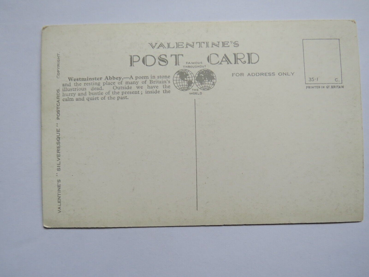 Old Postcard of Westminster Abbey, London - Ref : 1033