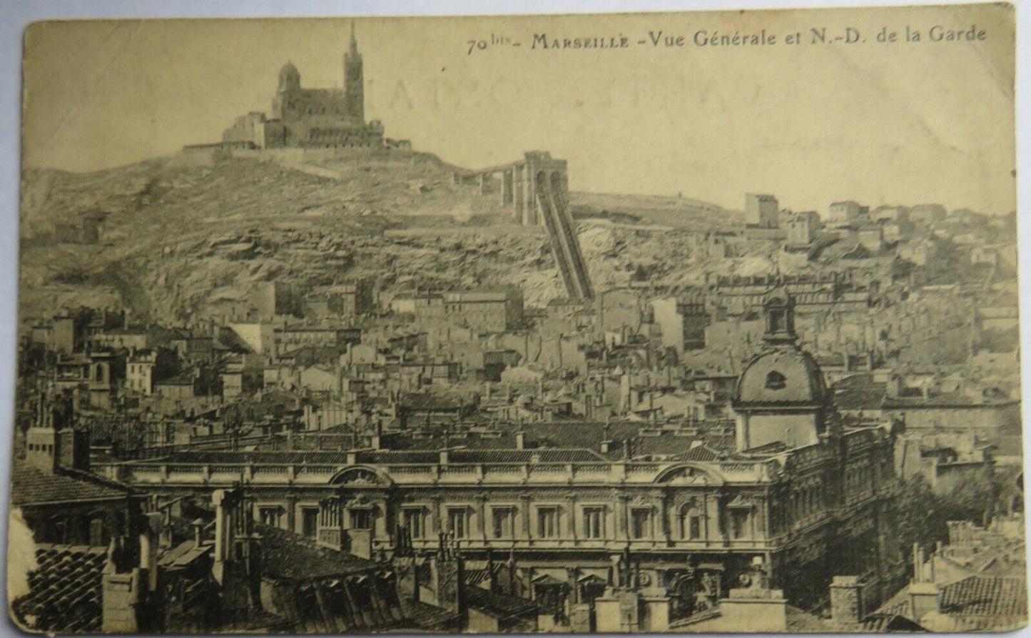 Old Postcard of Marseille - Vue Generale et N. - D. de la Garde