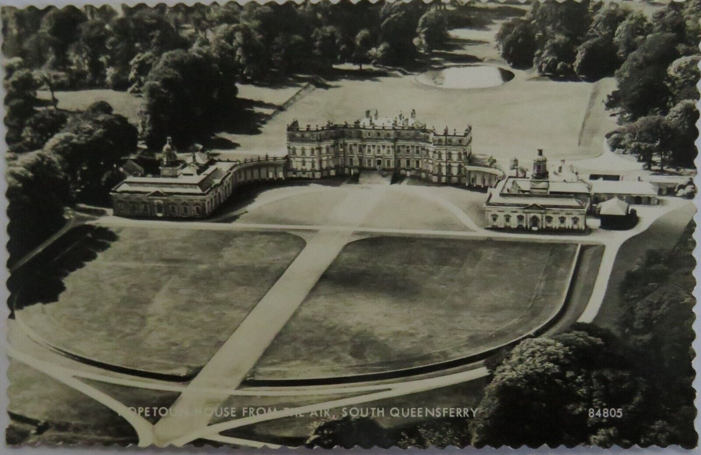 Old Antique Postcard Of Hopetoun House From The Air South Queensferry Ref : 1040