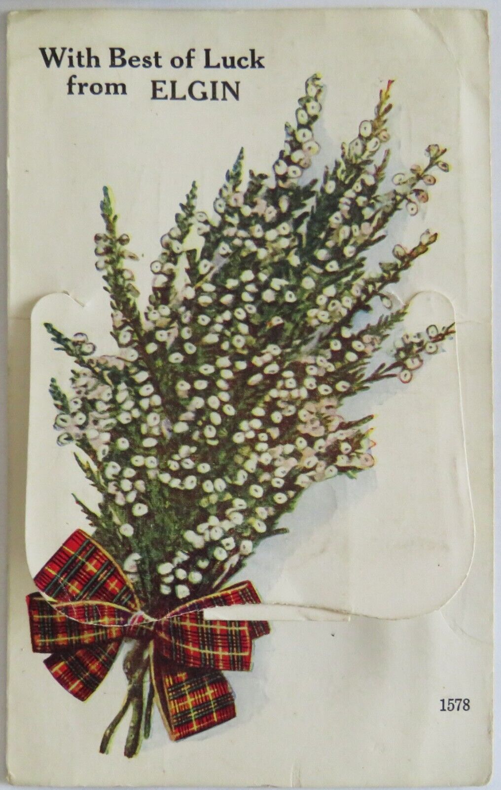 Old Postcard With Best of Luck From Elgin With Fold Out Images - Ref : 1022