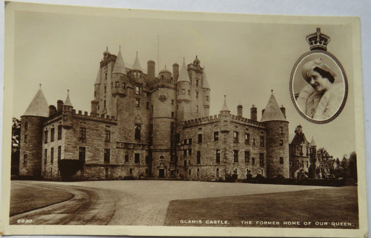 Old Postcard of Glamis Castle.  The Former Home of our Queen, 1939