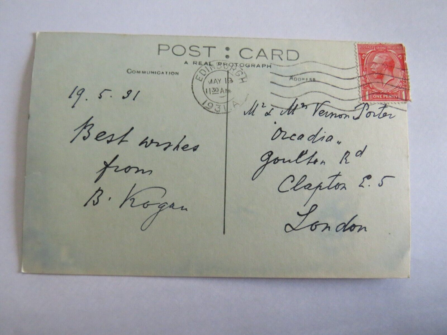 Old Antique Postcard of Holyrood House & Arthur Seat, Edinburgh 1931- Ref : 1041