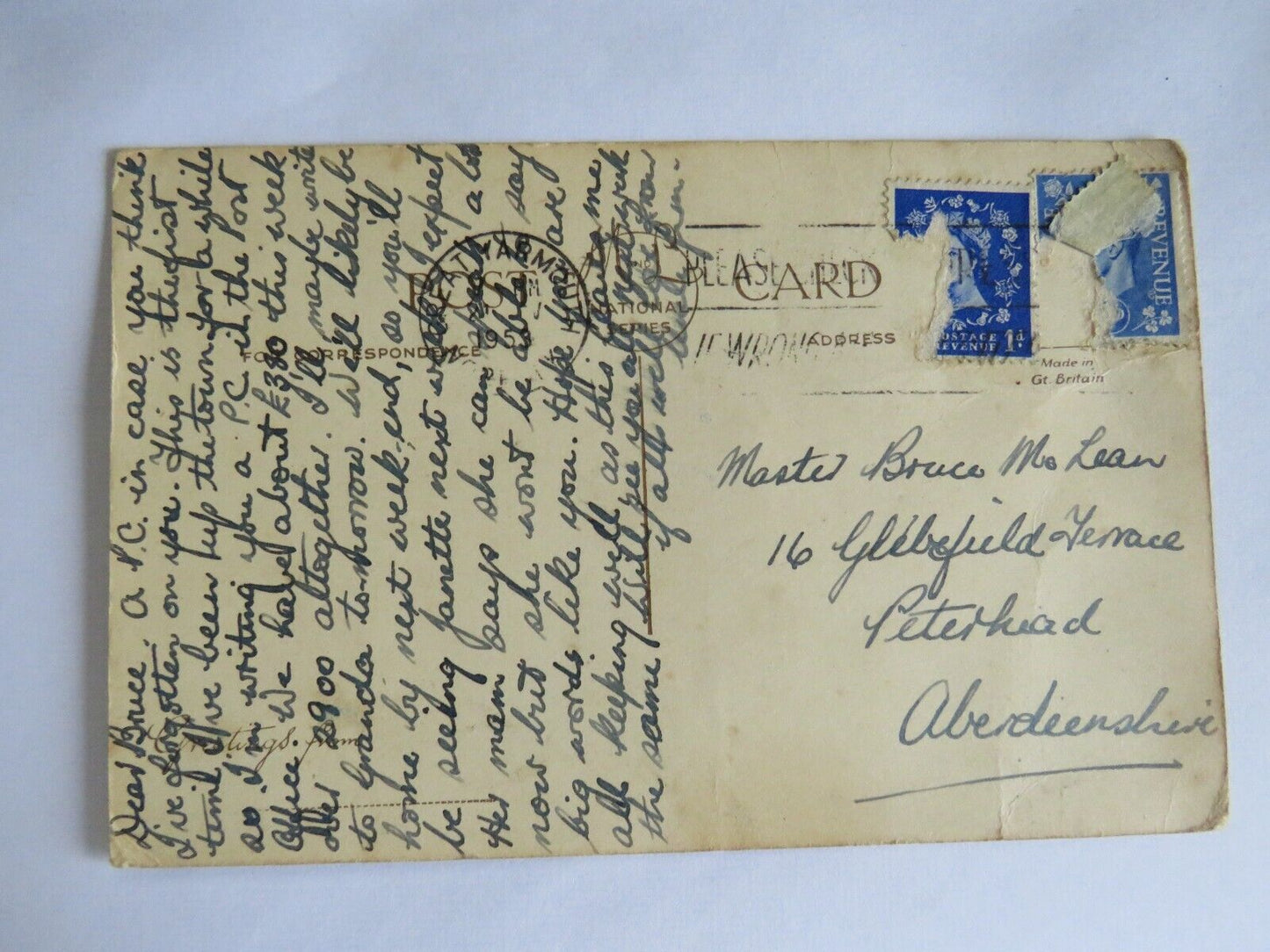 Old Postcard of Yarmouth Front From Britannia Pier 1953 - Ref : 1020