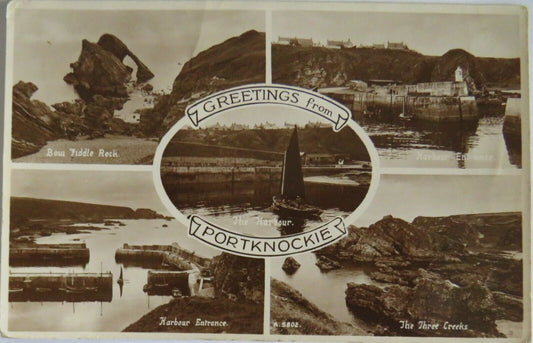 Old Postcard of Greetings From Portknockie - Ref : 1019
