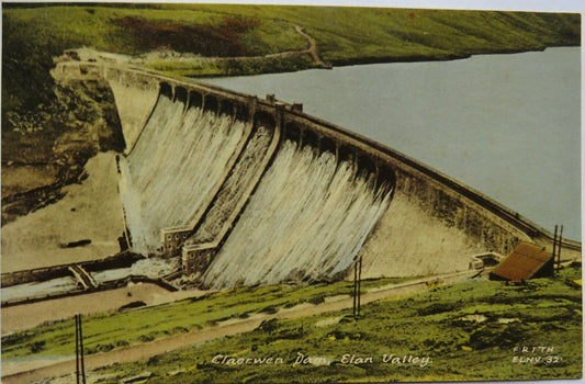 Old Postcard Of Claerwen Dam, Elan Valley