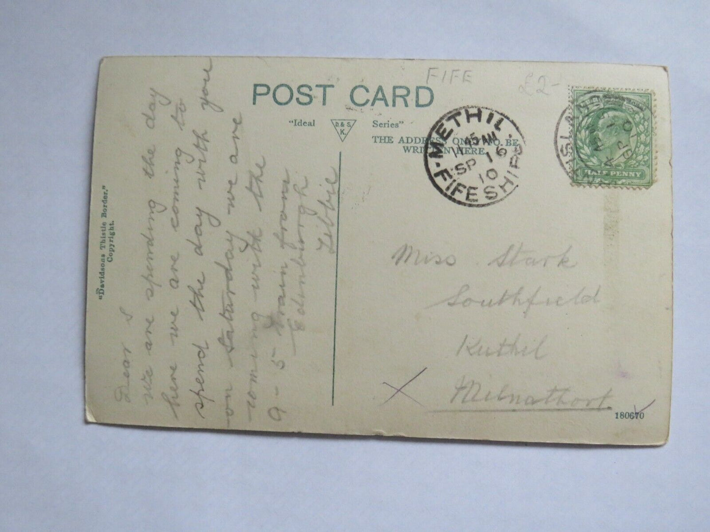 Old Postcard of The Binn Brae, Burntisland - Ref : 1010