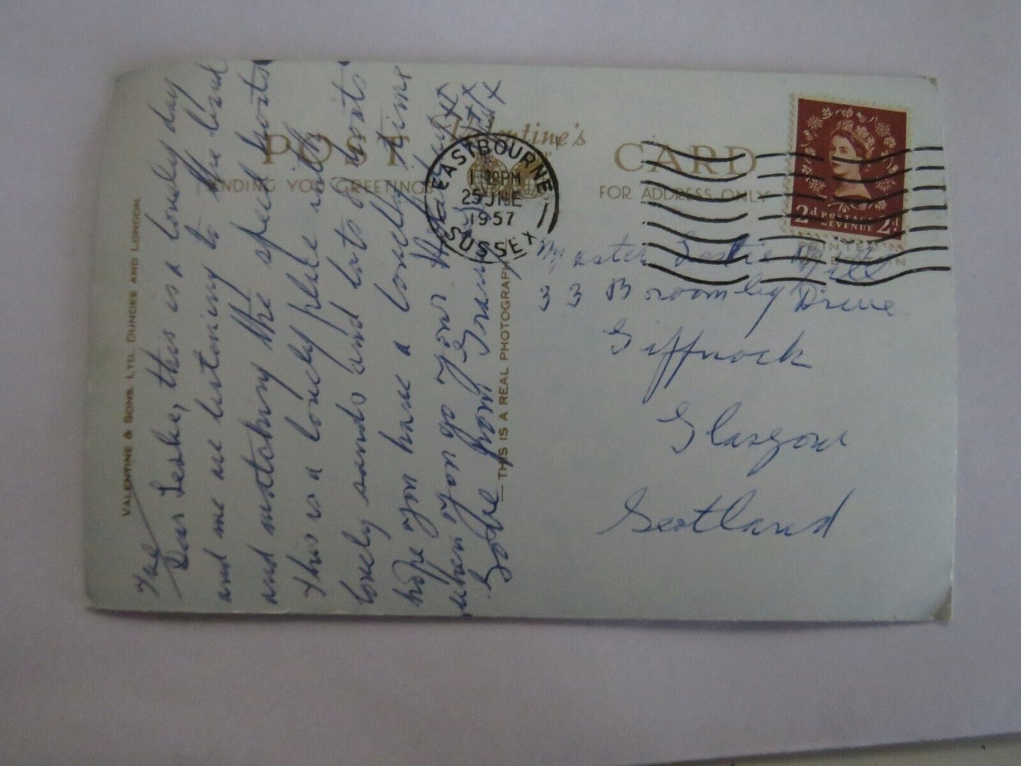 Old Antique Postcard Of Best of Luck From Eastbourne - Ref : 1040