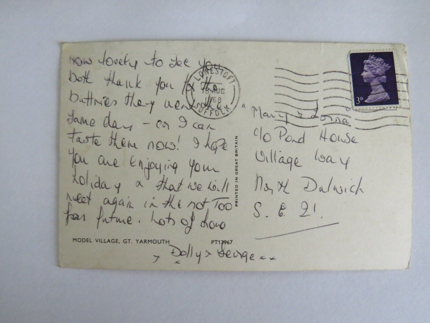 Vintage Postcard of Model Village Gt Yarmouth 1968 - Ref : 1016