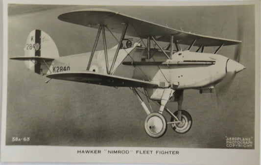 Old Postcard Of Hawker "Nimrod" Fleet Fighter - Ref : 1015