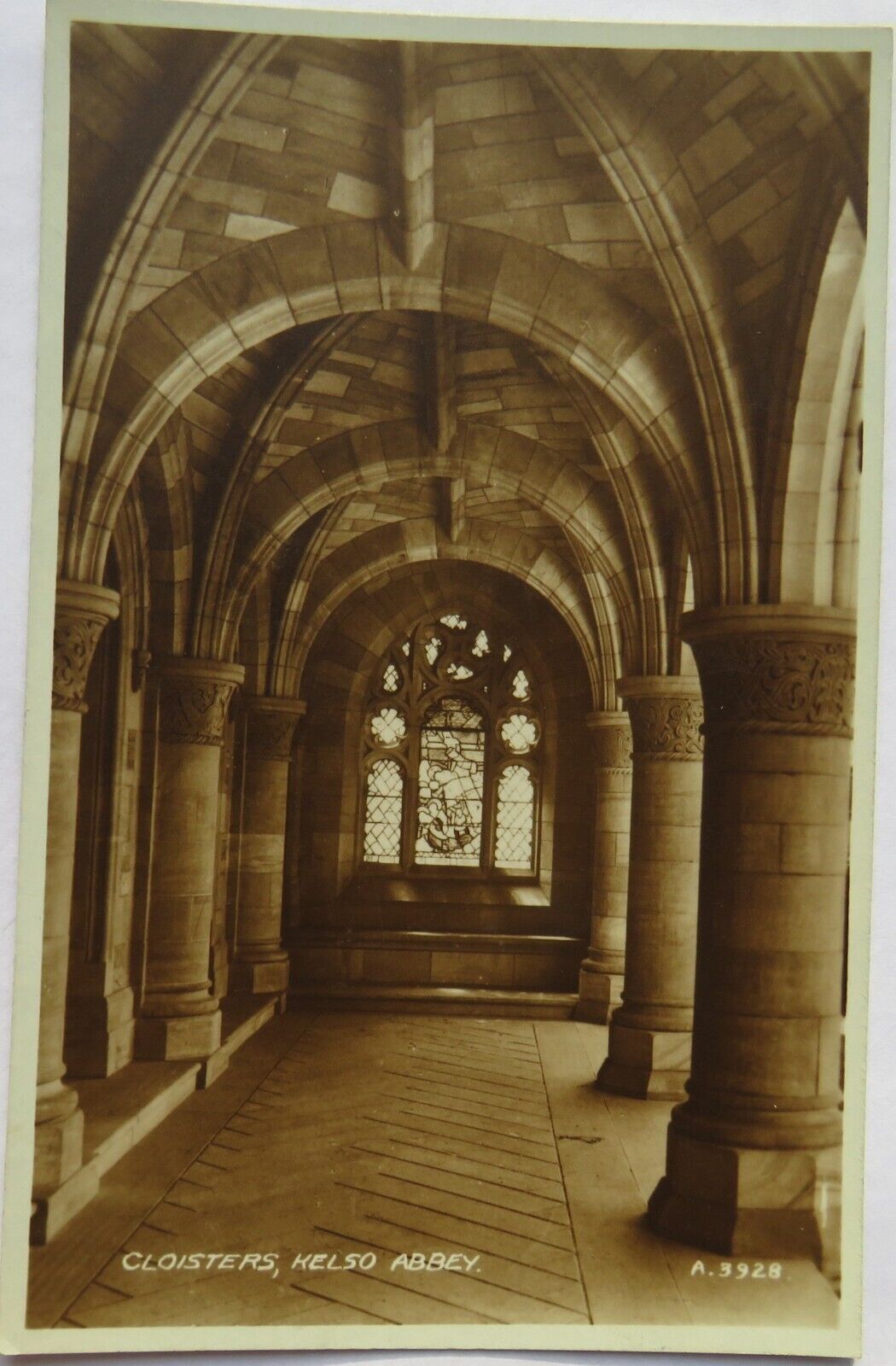 Old Postcard of Cloisters, Kelso Abbey, Valentine's Series