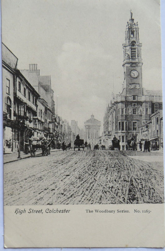 Old Postcard of High Street, Colchester - The Woodbury Series No 1163