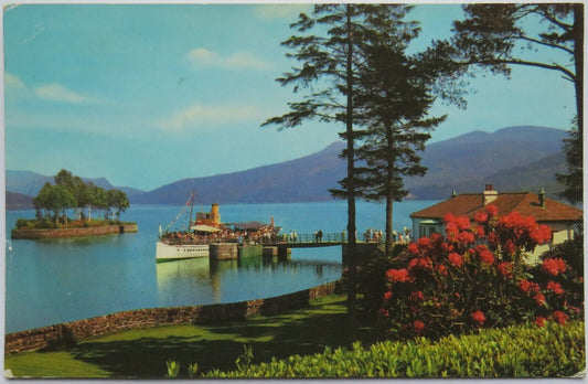 Old Postcard of The 'Sir Walter Scott' at Stronachlachar Pier, Loch Katrine