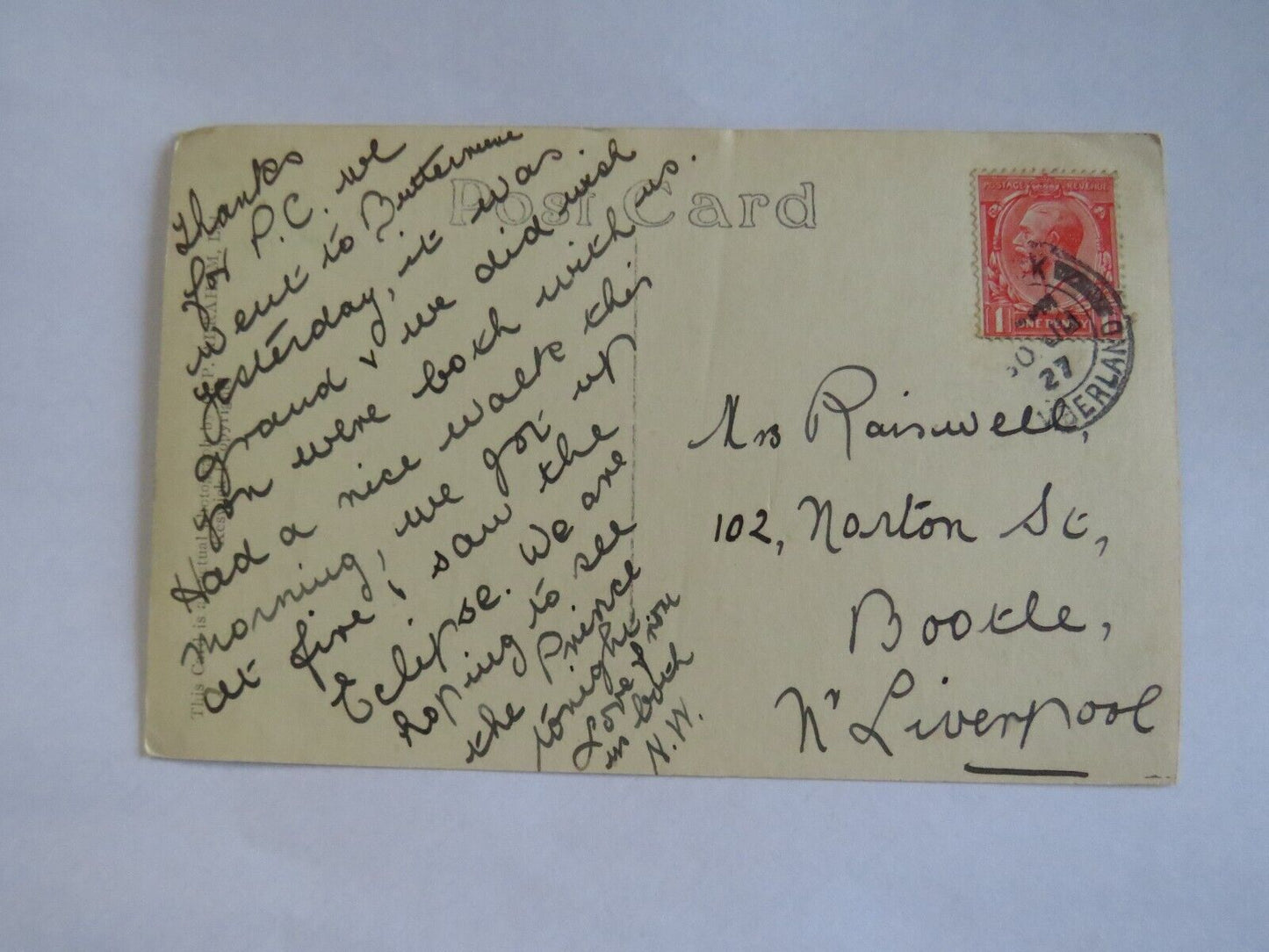 Old Antique Postcard of Springtime In Lakeland Rydal Water 1927 - Ref : 1038