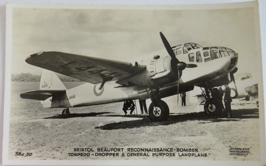 Old Postcard Of Bristol Beaufort Reconnaissance Bomber Torpedo  - Ref : 1015