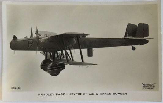 Old Postcard Of Handley Page "Heyford" Long Range Bomber  - Ref : 1015