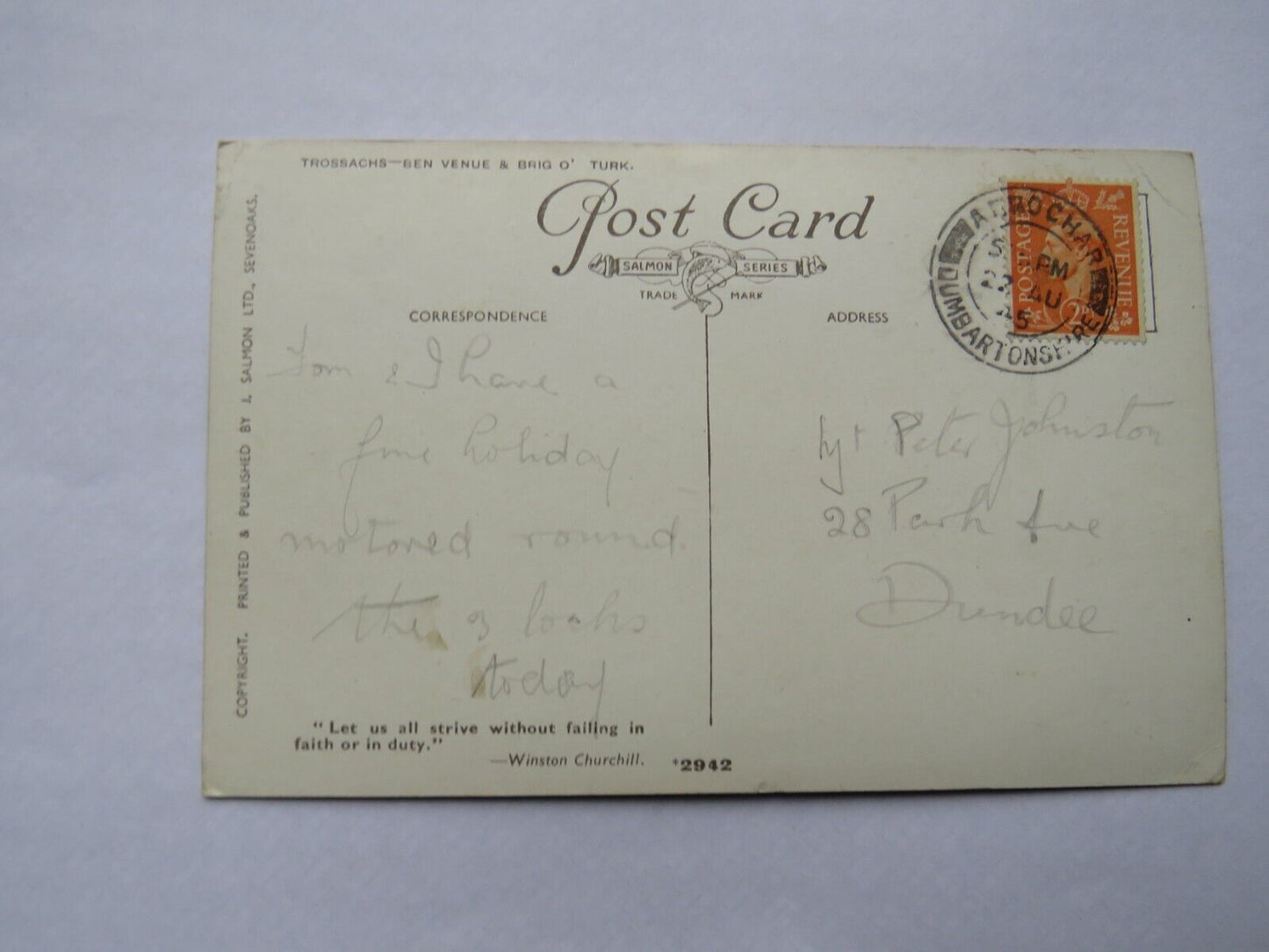 Old Postcard of Trossachs - Ben Venue & Brig O' Turk, 1945