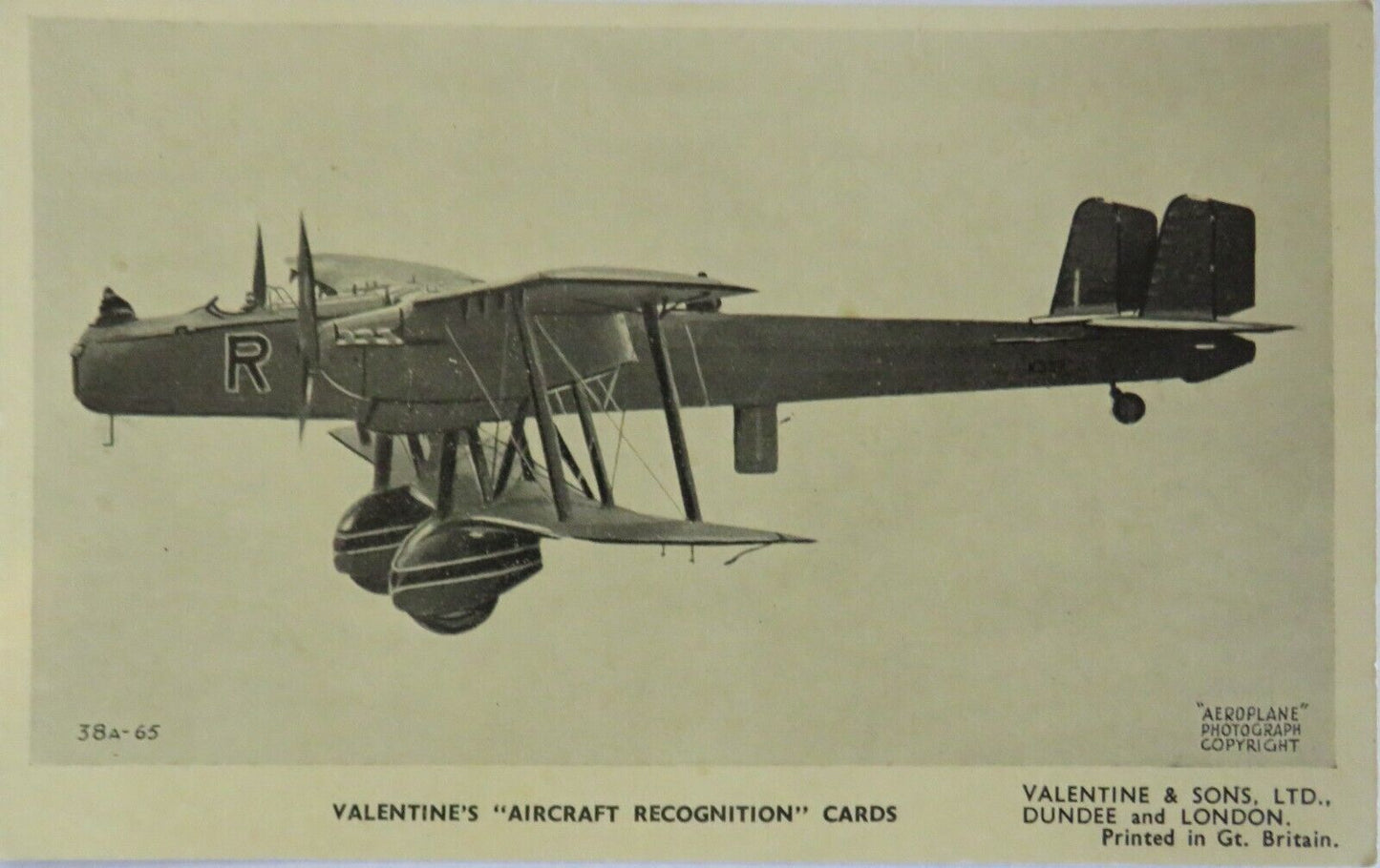 Old Postcard Of Valentine's "Aircraft" Recognition Cards 38A-65 - Ref : 1015