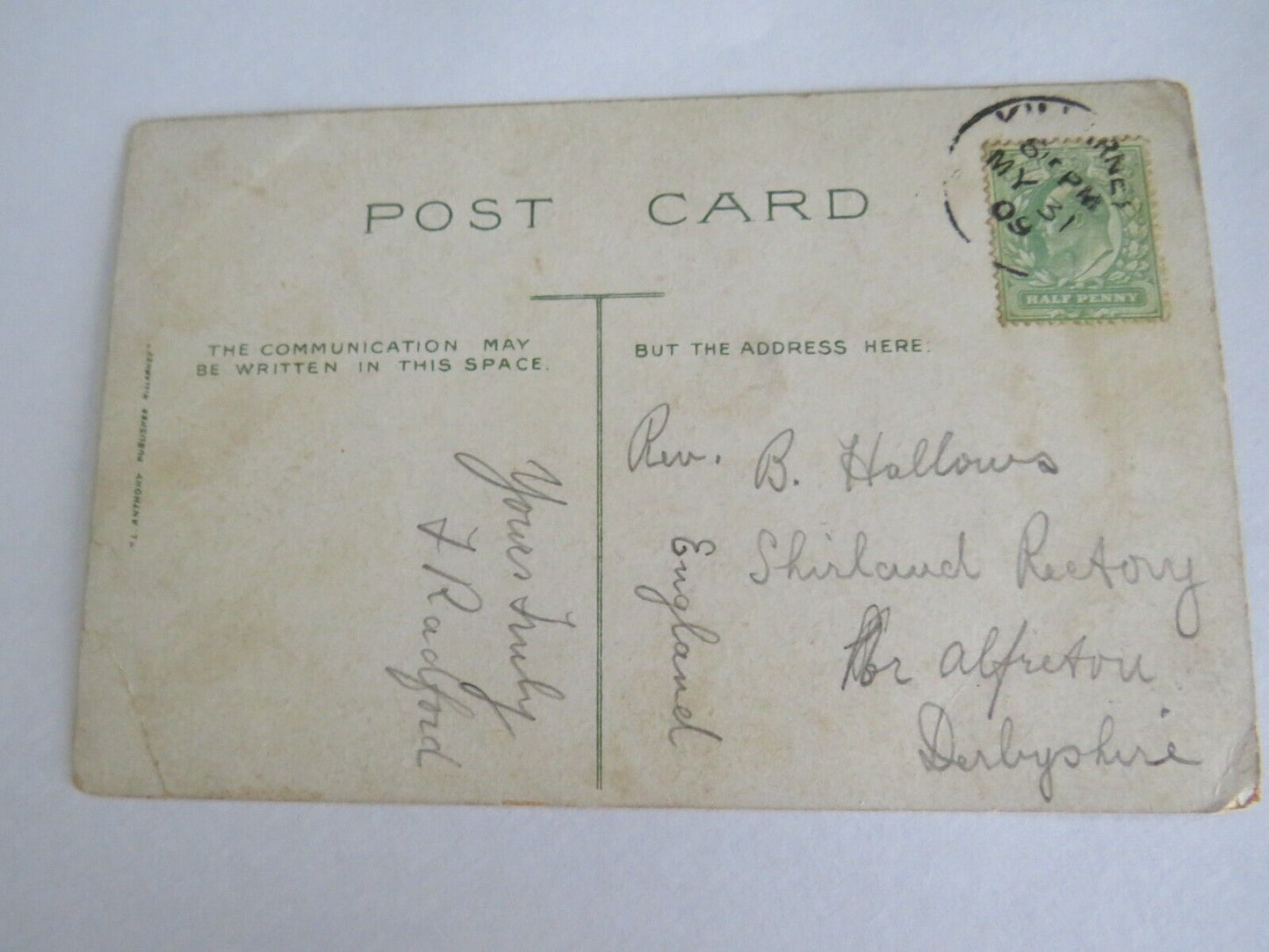 Old Postcard of Ross Castle (Reflection) Killarney 1909 - Ref : 1016