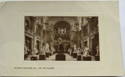 Old Postcard of Glasgow, Sculpture Hall, Fine Art Gallery 1907  - Ref : 1034