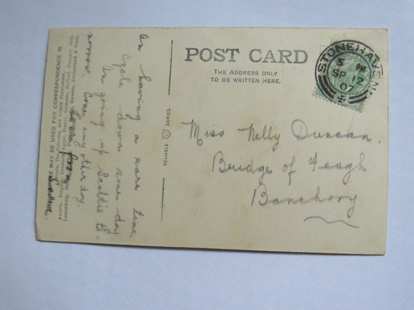 Old Postcard of Dunnottar Castle, Stonehaven 1907  - Ref : 1010