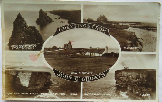 Old Postcard Of Greetings From John O' Groats - Ref : 1007