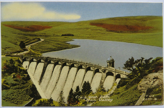 Old Postcard of Craig Goch Dam, Elan Valley