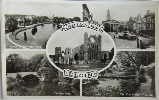 Old Postcard Of Greetings From Elgin - Ref : 1001