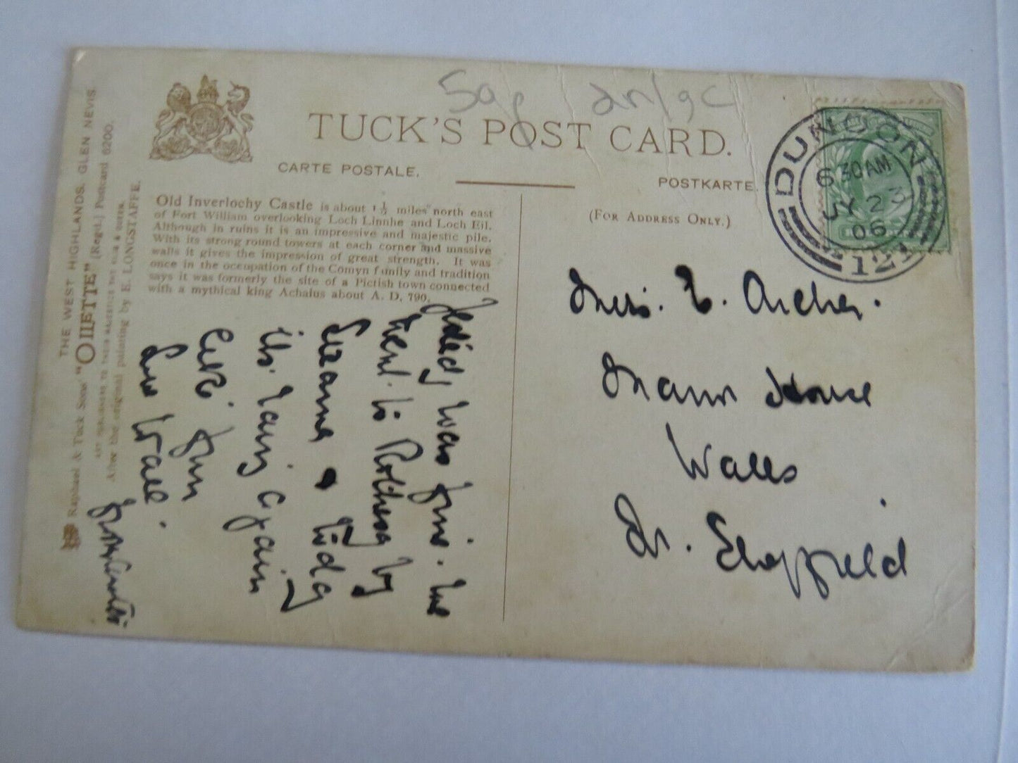Old Postcard of Old Inverlochy Castle 1906 - Ref : 1017