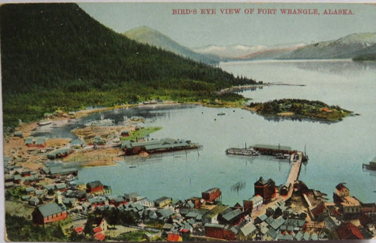 Old Postcard of Bird's Eye View of Fort Wrangle, Alaska -  Ref : 1013