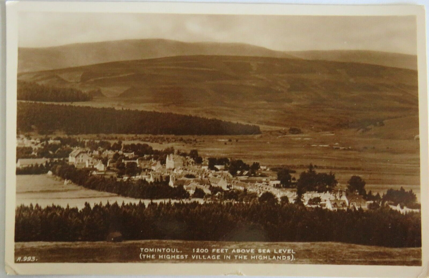 Old Postcard of Tomintoul Highest Village In Highlands 1933 - Ref : 1027