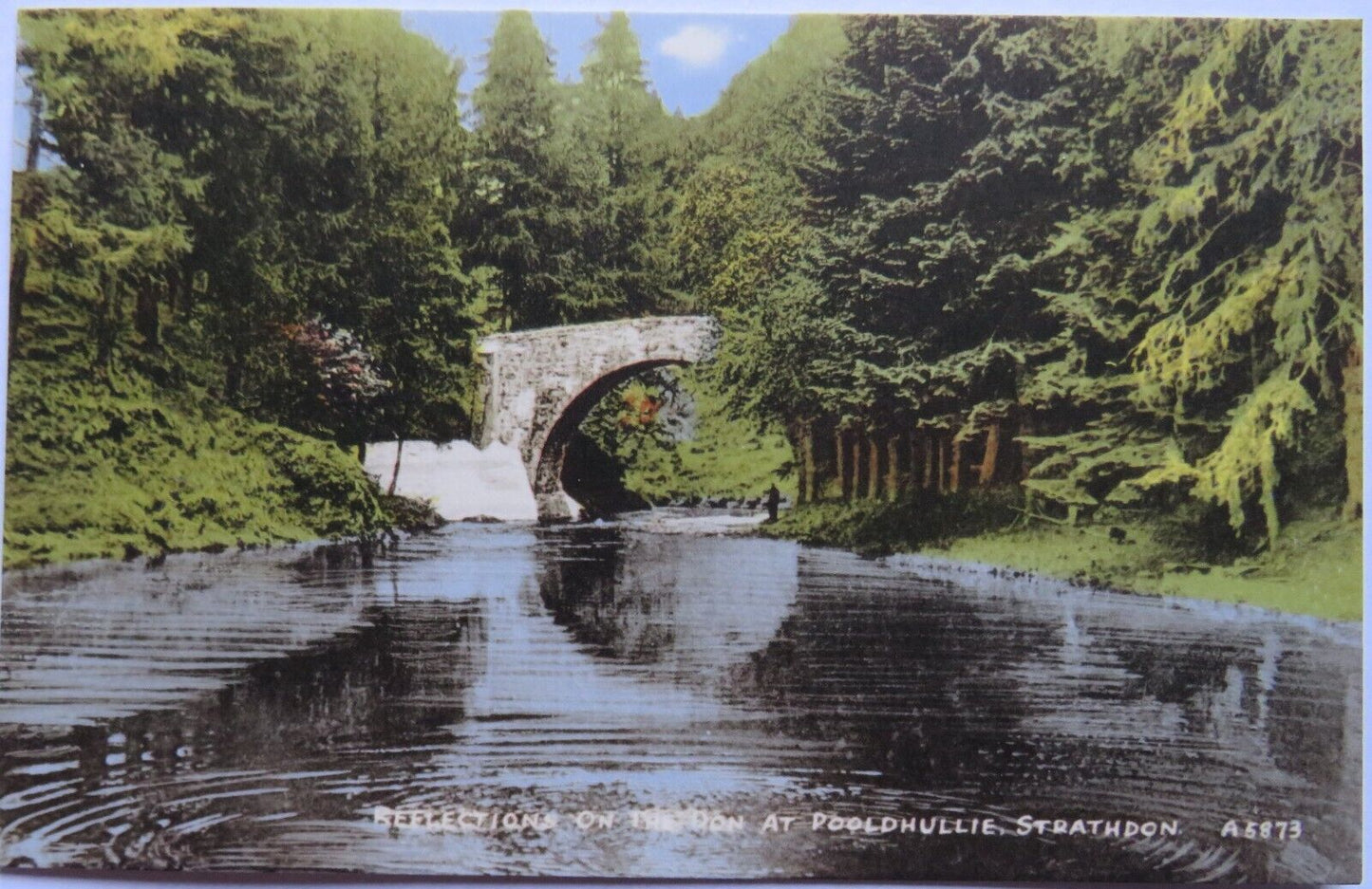 Old Postcard of Reflections On The Don At Pooldhullie, Strathdon, Aberdeenshire