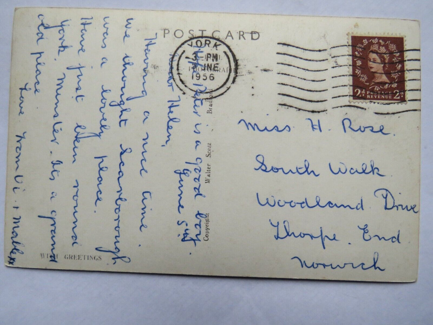 Old Postcard of York Minster Ariel View 1956