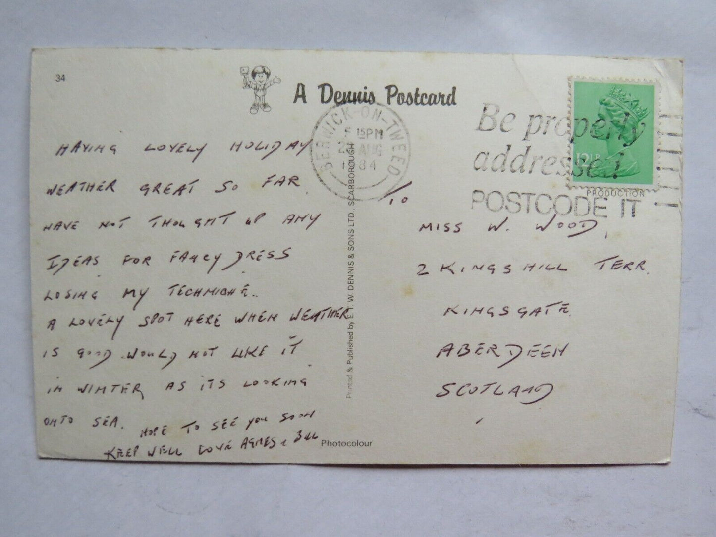 Vintage Postcard of Berwick Upon Tweed 1984 - Ref : 1004