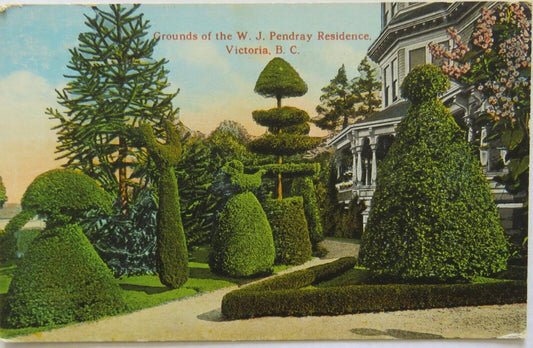 Old Postcard of Grounds of the W.J.Pendray Residence Victoria, BC - Ref : 1008