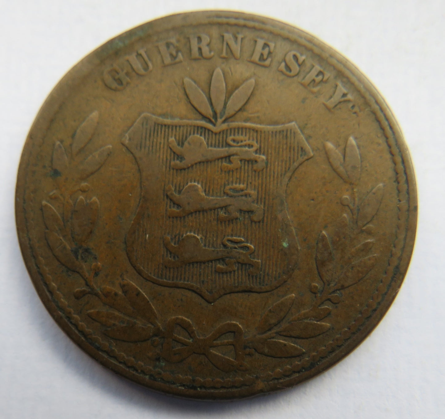 1864 Guernsey 8 Doubles Coin