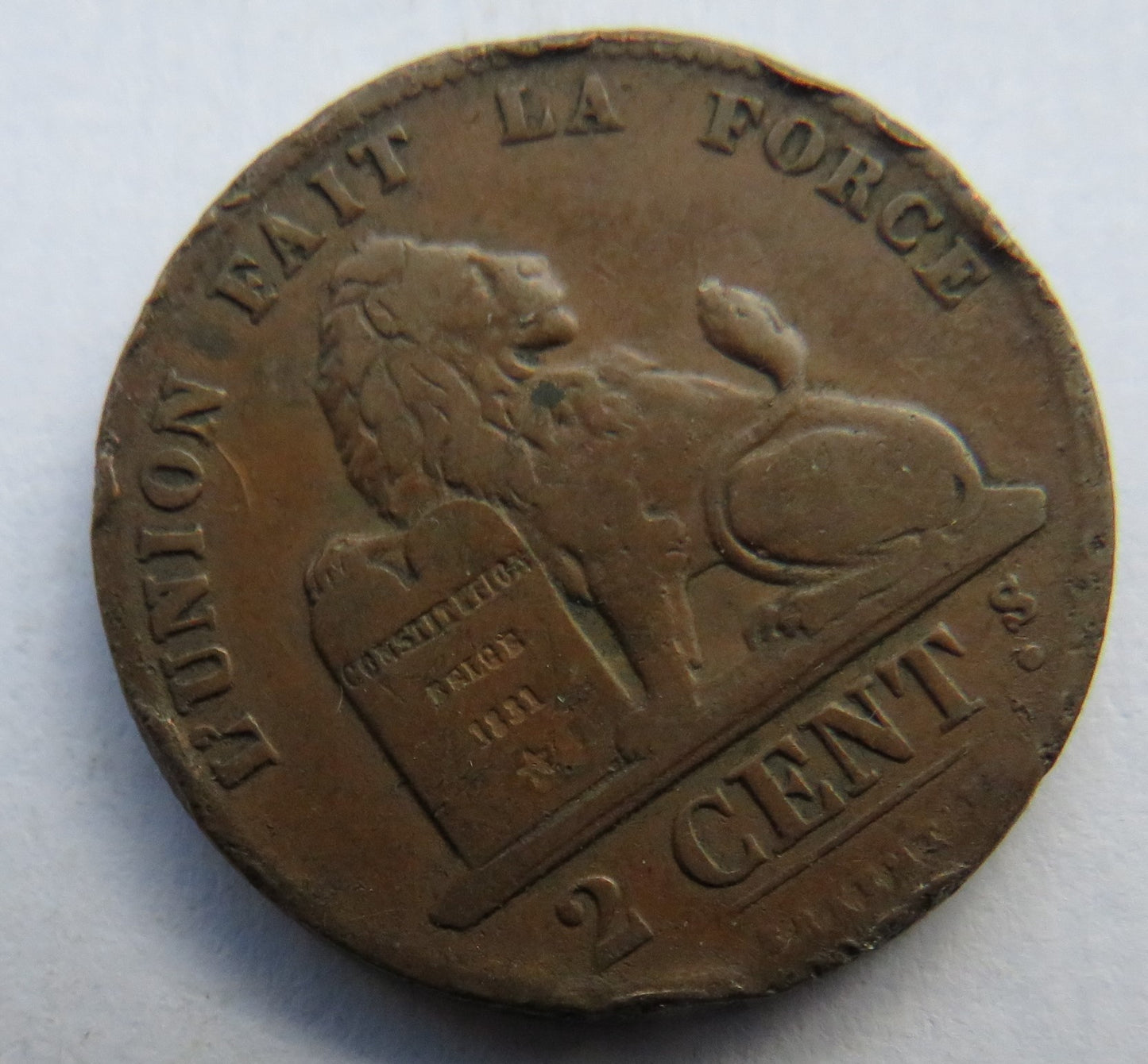 1870 Belgium 2 Centimes Coin