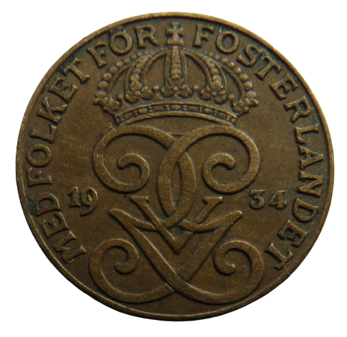 1934 Sweden 2 Ore Coin