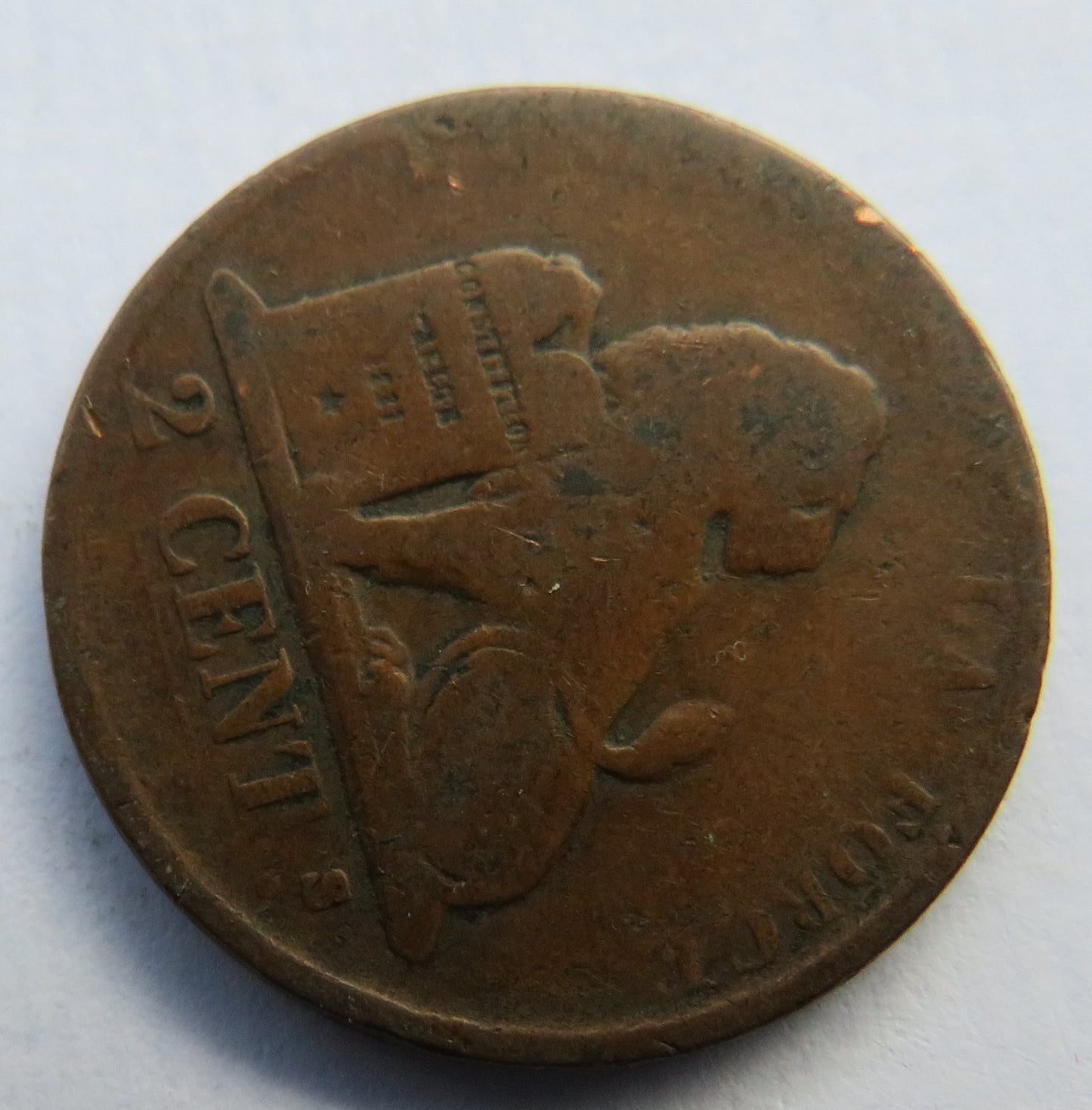 1861 Belgium 2 Centimes Coin