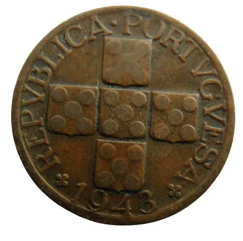 1943 Portugal 20 Centavos Coin