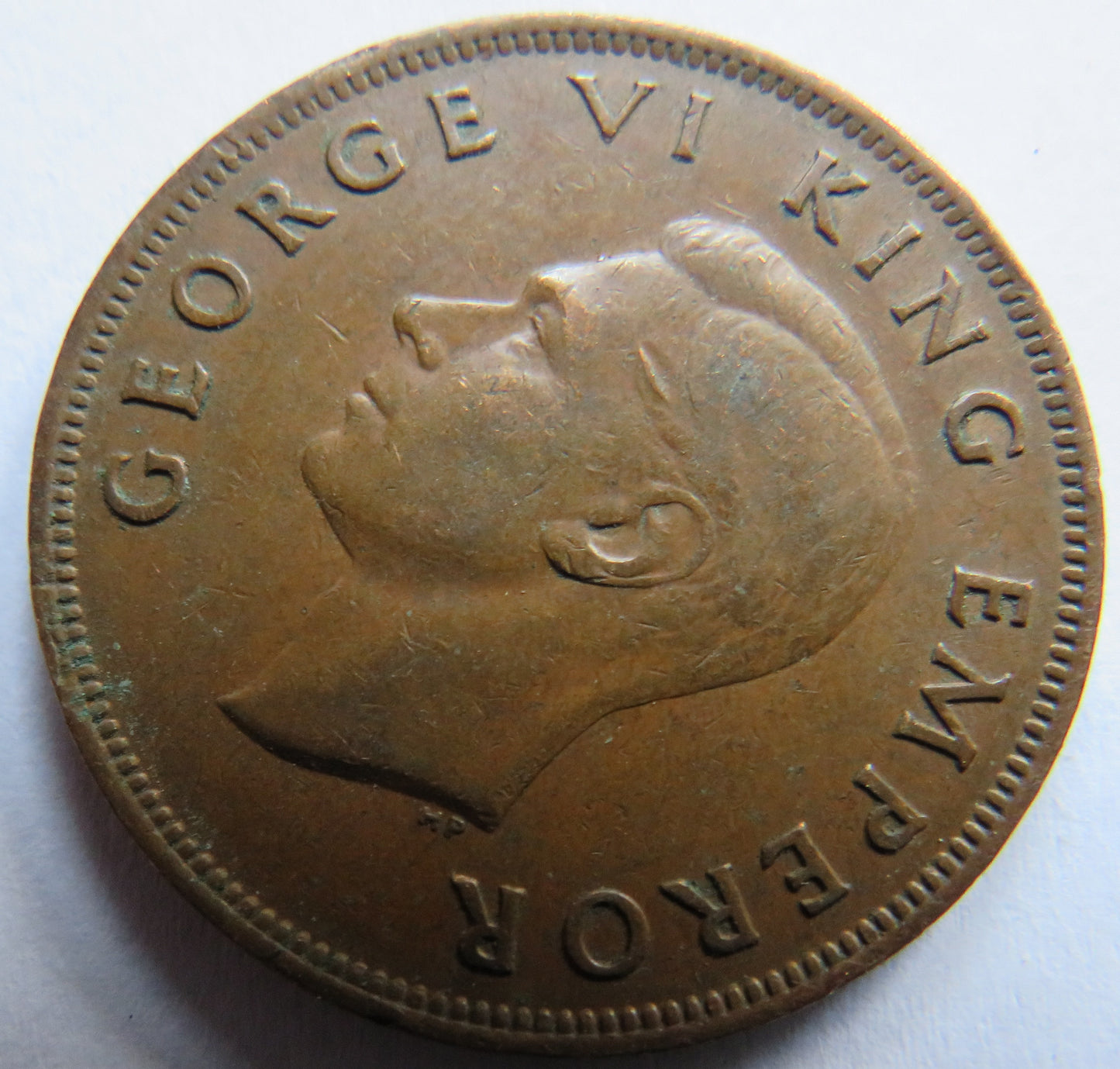 1944 King George VI New Zealand One Penny Coin