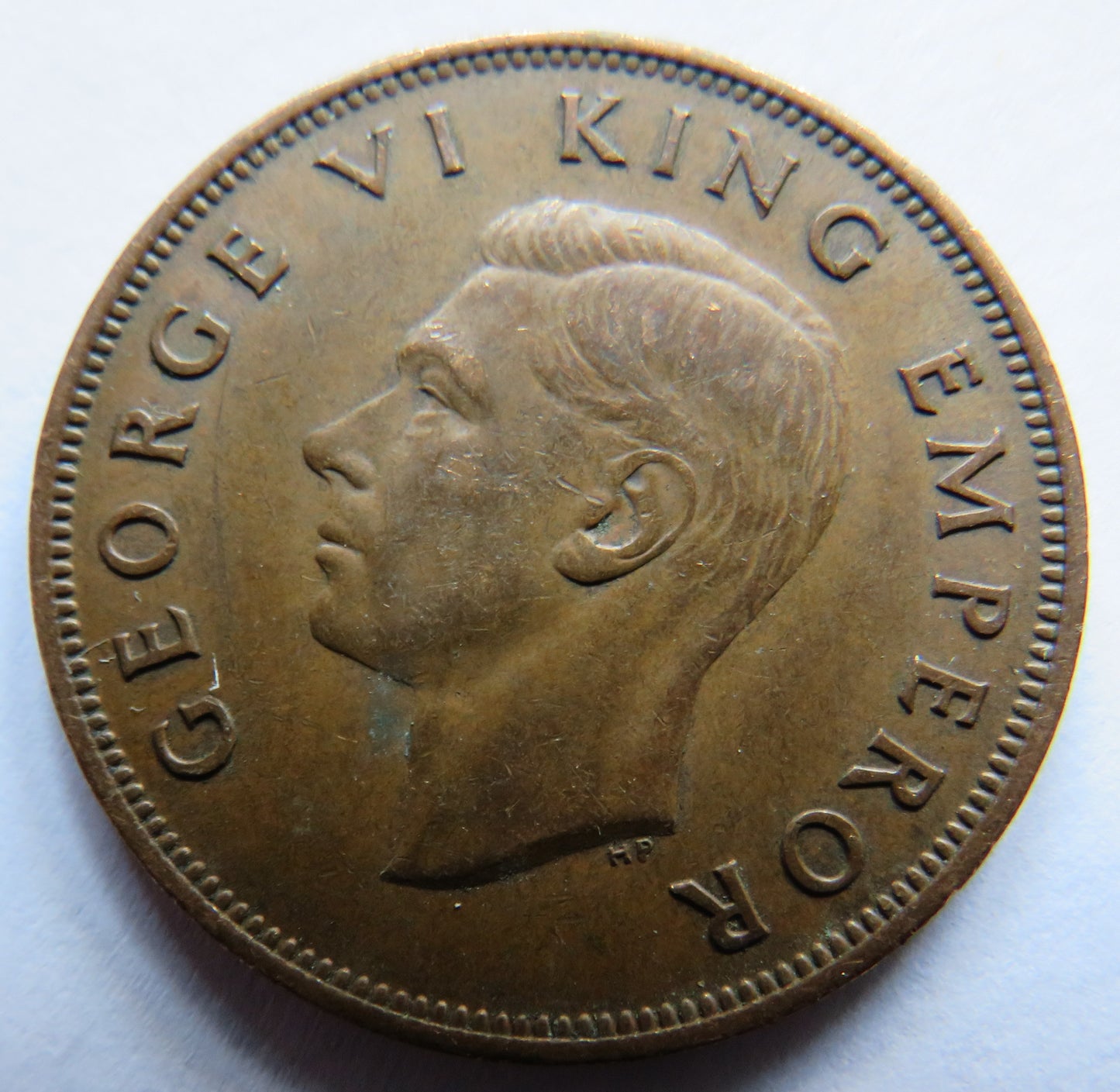 1941 King George VI New Zealand One Penny Coin