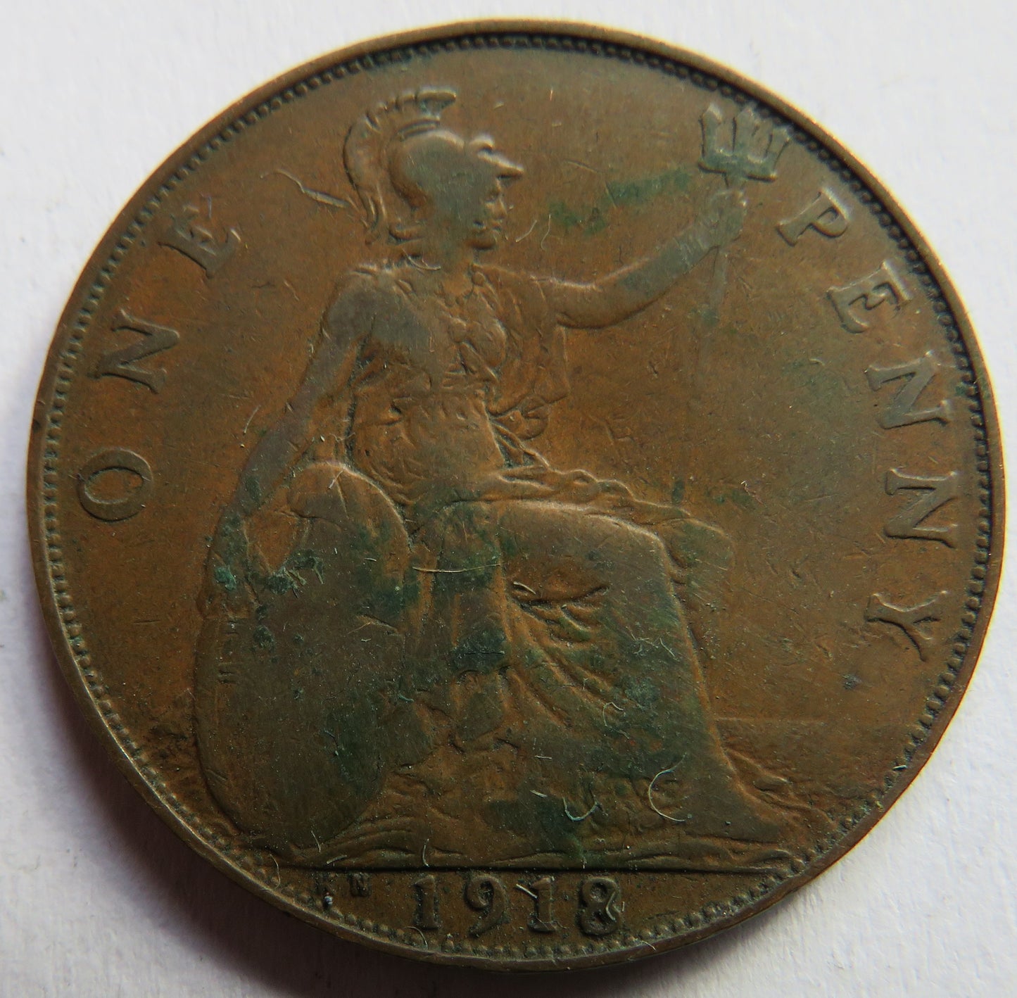 1918-KN King George V One Penny Coin - Great Britain