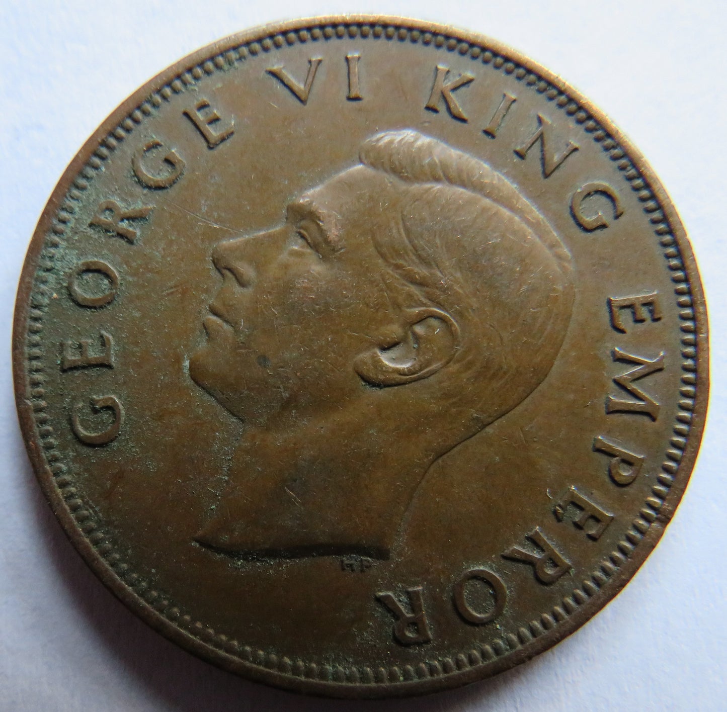 1940 King George VI New Zealand One Penny Coin