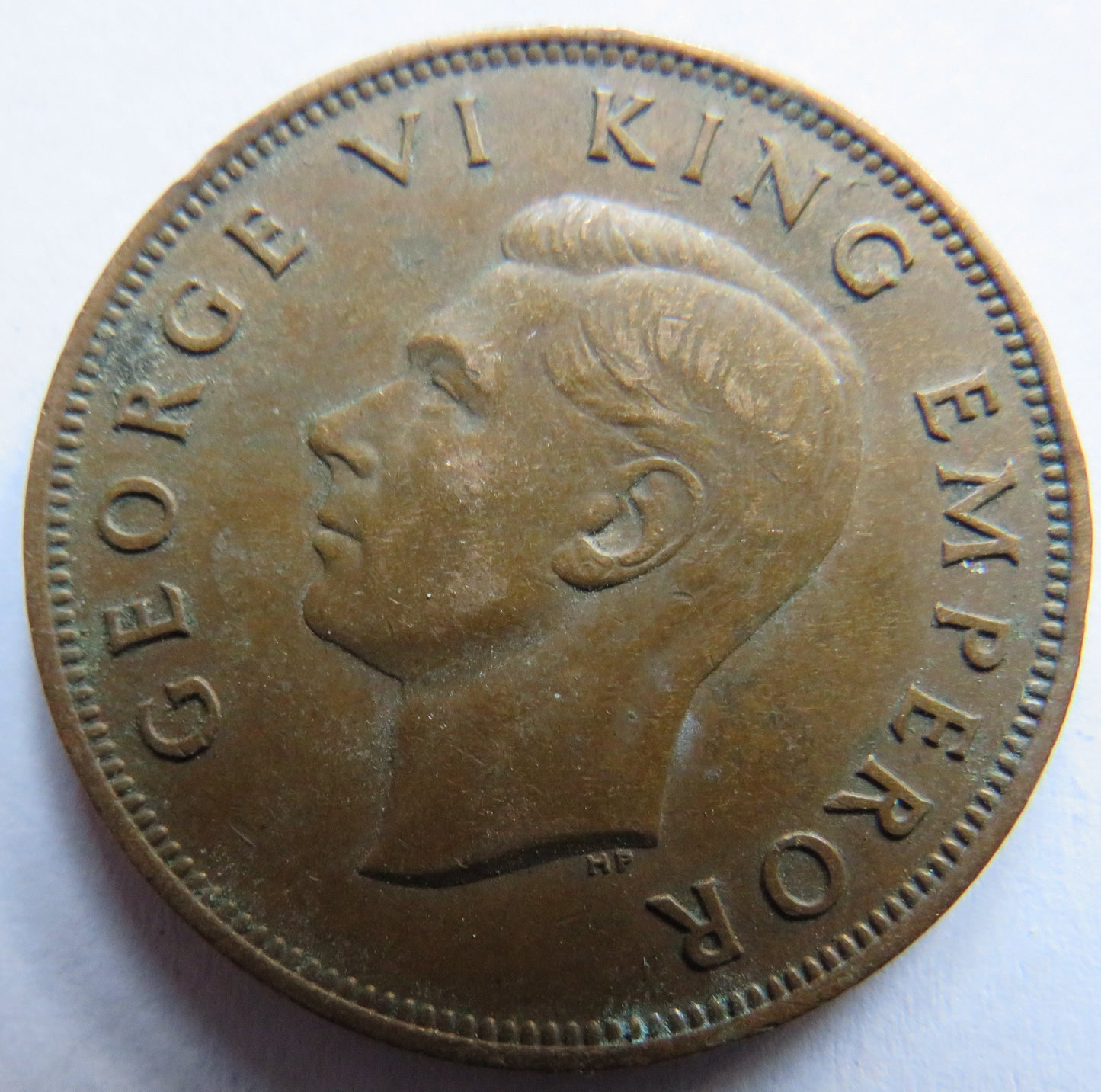1940 King George VI New Zealand One Penny Coin